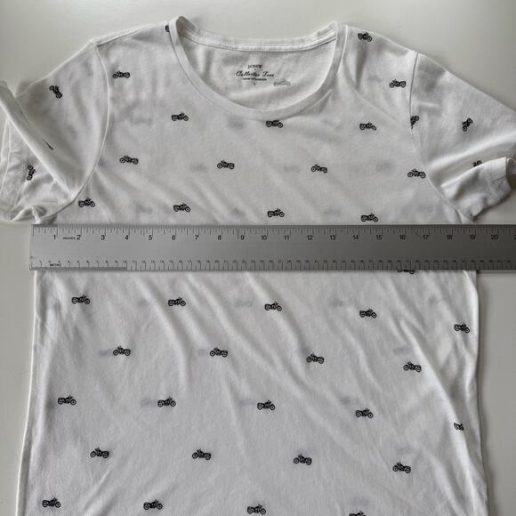 J.Crew Collector Tees Motorcycle Print T-Shirt White Indie Soft Grunge Sz Large - Picture 9 of 10
